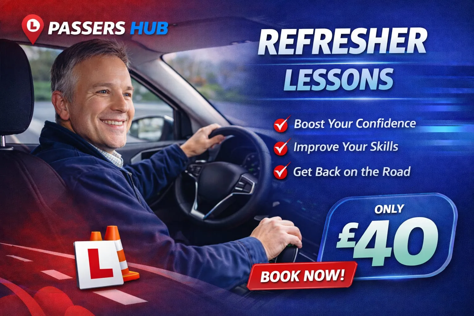 Refresher driving lessons with DVSA approved instructors at Passers Hub Driving School